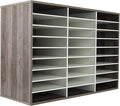 TQVAI Wood Literature Organizer, 27 Slots Hold 13500 Sheets A4 Papers, Wooden Desk File Paper Storage Organizer with Adjustable Shelves, Mailbox Cubbies for Office Home Classroom, Retro Grey/White