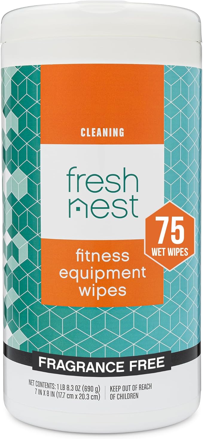 Fresh Nest Fitness Equipment Wipes - Cleaning Wipes for Yoga Mats, Pilates Studios, Gyms, Peloton & Cycle Bikes, Spas - Fragrance-Free Wipes Surface Cleaning for Home, Office, Gym 75-Count