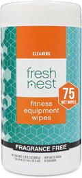 Fresh Nest Fitness Equipment Wipes - Cleaning Wipes for Yoga Mats, Pilates Studios, Gyms, Peloton & Cycle Bikes, Spas - Fragrance-Free Wipes Surface Cleaning for Home, Office, Gym 75-Count
