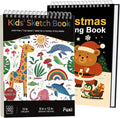 Fuxi Christmas Coloring Books for Kids Ages 8-12, 60 Sheets (73lb/120gsm) Blank Sketchbook + 50 Designs Blank Coloring Book, Coloring Supplies & Art Supplies for Kids.