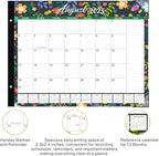 DIBAOLU 2026 Desk Calendar Large 22"x 17",Large Desk Calendar 2025-2027,18 Month,Use Now to February 2027,Suitable For Home, School Or Office,With Plastic Cover,Monthly Planning Calendar(flower)