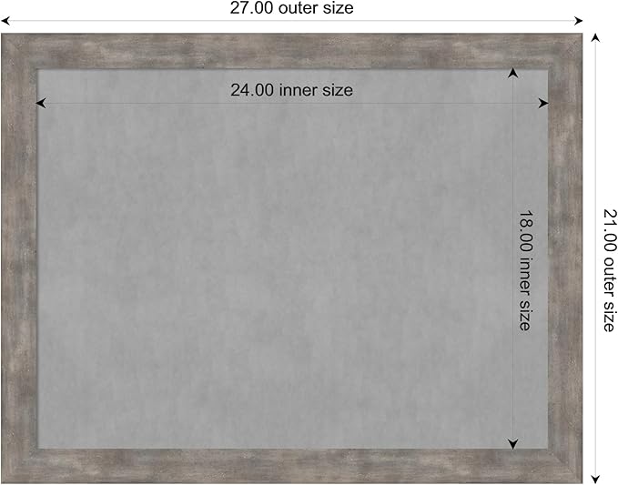 Amanti Art Silver Framed Magnetic Board 21x27 Medium Vision Board for use with Magnets, 100% Metal Sheet to Display Items as Office Decor or for Home Organization in mudroom, Kitchen or Kids Room