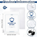 Engrowtic 1000 Pcs Income Tax Return Envelope for Tax Preparers 9 x 12 Inches Open End Security Envelopes for Office Business Legal Documents Catalog Paper Mailing, White