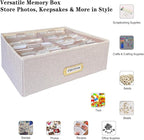Sprsthai Linen Photo Storage Box – Holds 1700 Photos, 24 Adjustable Dividers & 72 Labels Multi-Use Organizer for Photos, Envelopes, Recipes Beige