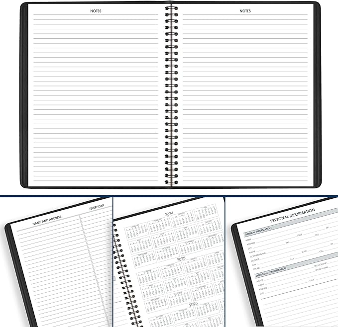 AT-A-GLANCE 2025 Appointment Book Planner, Weekly, 7" x 8-3/4", Medium, Quarter-Hourly, Black (709510525)