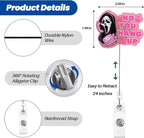 BVIIE No You Hang Up Funny Ghost Badge Reel, Retractable ID Card Pink Badge Holder, Name Tag Medical Work Badge Clip for ED ICU Surgery Nurses Station RN MA CNA ER Night Shift Nurse Doctor