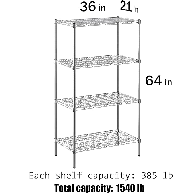 Regal Altair 21" Deep x 36" Wide x 64" Height Wire Shelving Kit | 4-Tier | NSF Commercial Storage Rack Unit