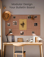 Large Felt Bulletin Board 48" x 36" Cork Board Alternative-12 Pack with 70 Safe Removable Adhesive Tabs, Felt Boards for Walls Cork Boards for Home Office Classroom Pin Board-Terracotta