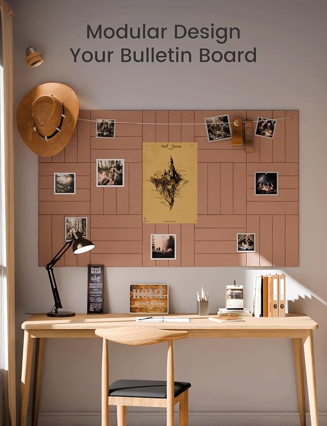 Large Felt Bulletin Board 48" x 36" Cork Board Alternative-12 Pack with 70 Safe Removable Adhesive Tabs, Felt Boards for Walls Cork Boards for Home Office Classroom Pin Board-Terracotta