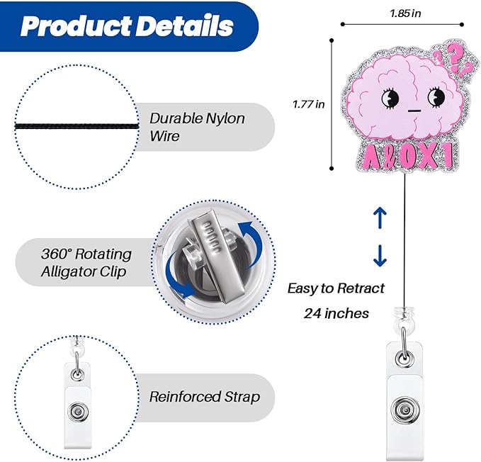 A&0x1 Funny Office Badge Reel | Retractable ID Card Badge Holder | Name Tag Medical Work Badge Clip for RN LPN CNA MA ER Night Shift Nurse Doctor | Nurse Gifts | Acrylic｜Alligator Clip
