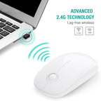 VssoPlor Wireless Mouse, 2.4G Slim Portable Computer Laptop Mouse with Nano Receiver Quiet Silent Optical Mice for Notebook, PC, Laptop, Computer-Pure White