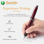 FPR Ambassador Ultra Flex Nib Fountain Pen Set, Burgundy - Refillable Pen w/Cartridges & Converter - Calligraphy Pens for Writing, Journaling & Gifting - Luxury Pens For Smooth Strokes