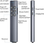 Presentation Clicker with Air Mouse - USB C Wireless Presenter Remote Clicker with Light Pointer, RF 2.4GHz PowerPoint Clicker for Presentation, Computer Pointer Clicker Slide Advancer for Mac,Laptop