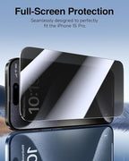 SMARTDEVIL 2 Pack for iPhone 15 Pro Privacy Screen Protector, Military Grade Shatterproof, 9H Hardness, Anti-Spy Tempered Glass, Fast & Easy Instlltion, Case Friendly