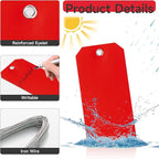 500 Plastic Shipping Tags with Wire - Waterproof Heavy Duty Labels with String Wires - Red, 3x6