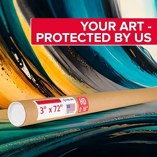 Paclord 3" x 72" Heavy-Duty Reinforced Cardboard Mailing Tube, Pack of 4 Tubes with 8 Caps – Secure USPS Approved – Great for Shipping and Storing of Prints, Artwork, Posters or Documents