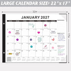 Gannyfer Desk Calendar 2026, Large 2026 Desk Calendar 22" x 17", Use Now to March 2027, 18 Monthly Academic Desktop Calendar 2026 with To-Do List, 2026 Calendar for Office, School, Home(6 Stickers)