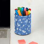 Leather Pen Holder for Desk Blue Butterfly Daisy Pencil Cup Desktop Organizer Makeup Brush Holders Office Supplies for Home, Kids & School