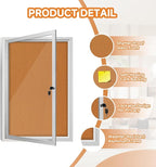 Enclosed Bulletin Board with Locking Door, Outdoor Bulletin Board Weatherproof, Lockable Display Case for Home, Office, and Community Use(23.6“L x 35.4" W Cork)