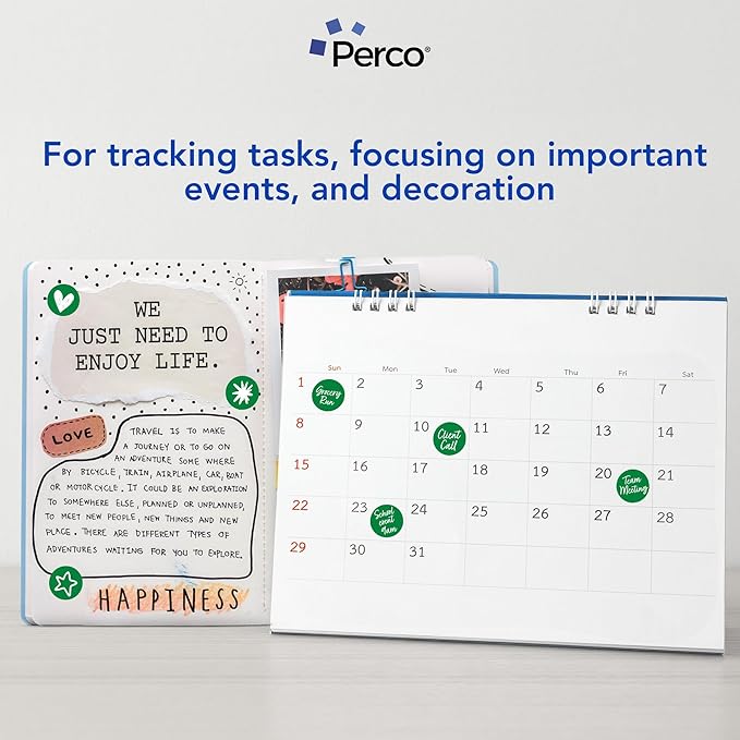 Perco Green 1-Inch Perforated Circle Dot Sticker Labels — 10 Rolls, 10,000 Round Stickers — with Permanent Adhesive for Inventory Management, Color Coding, Garage Sales, Crafts—Made in USA