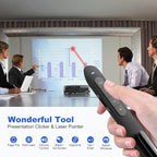 Presentation Clicker PowerPoint Clicker with Red Light, Wireless Presenter Remote Slide Clicker for Powerpoint Presentations for Mac, Keynote, Computer, Laptop