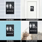 USA Made - Men's and Women's Restroom Signs ADA-Compliant Bathroom Door Signs for Offices, Businesses, and Restaurants, Black, Blue, Grey and Taupe/Tan Colors (Black Handi-Unisex)