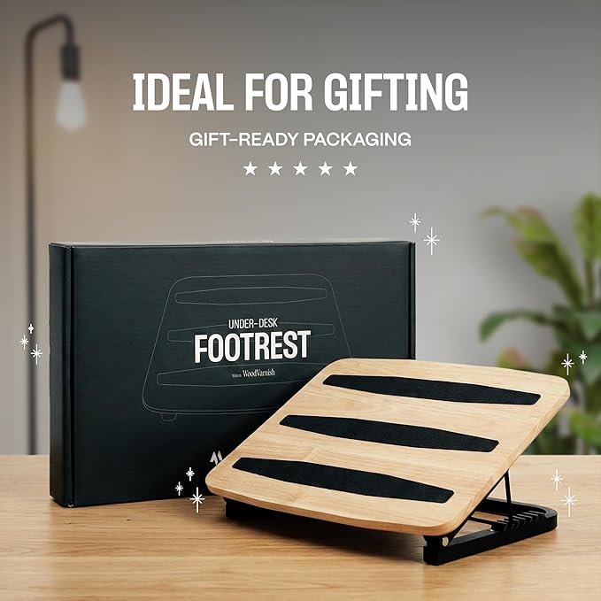 Adjustable Under Desk Foot Stool - Ergonomic Foot Rest with 7 Angles - Natural