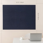 Thickened Bulletin Board - 47 x 35 Inches, Decorative Felt Board Pin Board for Wall - 4' x 3' Foldable Photo Display Board with Self-Adhesive Tape, Includes 20 Push Pins - Dark Blue
