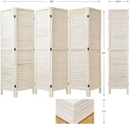 Room Dividers and Folding Privacy Screens, Wood Louvered Separators Divider Wall for Home Office Bedroom - 6 Panels, 67 * 90inch (White-Washed)