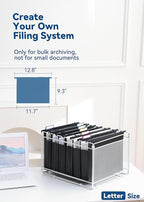 SortRax Plastic Extra Capacity Hanging File Folders, 2" Expanding Pocket, Heavy Duty for Filing Cabinet, Insertable 1/5-Cut Tabs, Letter Size - 12 Pack