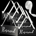 Yookeer 6 Pieces Reserved Signs for Wedding Chairs with a Roll of Ribbon Acrylic Reserved Table Signs for Wedding Important Events Church Pews Chair and Restaurant(White)