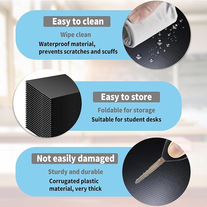 2 Pack Black Desk Dividers for Students, Waterproof Plastic Study Boards, Durable Exam Privacy Shields, Classroom Privacy Folders, Ideal School Supplies for Focused Learning (2 Pack)