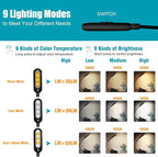 VAVOFO Rechargeable Reading Light, 7 LEDs with 9 Color Temperature 9 Brightness Levels Clip On Book Light for Reading in Bed with Power Indicator for Bookworms (Black)