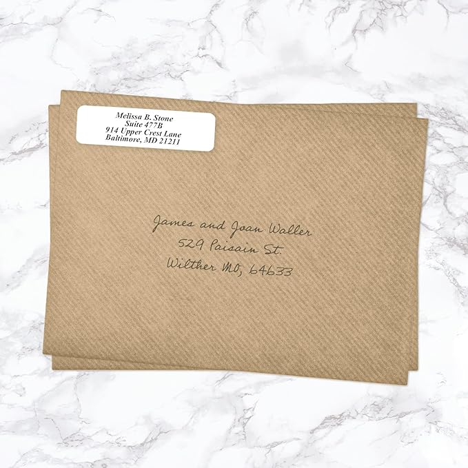 White Personalized Return Address Labels with Elegant Dispenser - Roll of 250 Custom Stickers