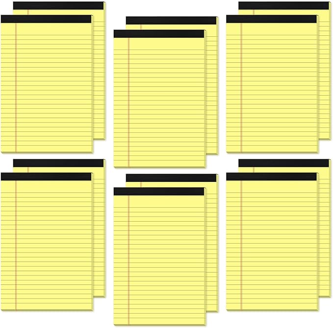 12 Pack Small Yellow Legal Pads 5x8 Note Pads 5x8 College Ruled Yellow Notepads 5x8 Narrow Ruled Yellow Paper Pads 25 Lines 80 GSM Small Paper Tablets 5x8" Lined Notepad With 30 Sheets Per Legal Pad