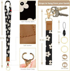 bolimoss Cute Floral Lanyard Wallet and ID Badge Holder with Zipper Pocket Breakaway Phone Wrist Lanyard, RFID Pu Leather Credit Card Holder