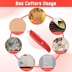 20 Pcs Retractable Utility Knife, Box Cutter Aluminum Alloy Carpet Knife Heavy Duty Utility Knives Sharp Razor Blade for Cardboard Box Cartons Opener DIY Home Office (Red)
