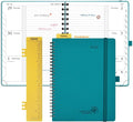 POPRUN 2026 Weekly and Monthly Planner Calendar, January 2026 - December 2026,Medium-6.75" x 8.75" Spiral Bound Appointment Book, Includes Monthly Tabs, Inner Pocket,Soft Cover - Pacific Green