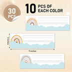 Name Tags for Classroom Cubbies, 30 Boho Rainbow Name Plates for Desks, Back to School Self Adhesive Name Tags Sticker for Teachers Elementary - A02