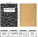 MAXCURY Blank Sheet Music Composition Manuscript Staff Paper Art Music Notebook Black 100Pages 26x19cm (Notes Family)