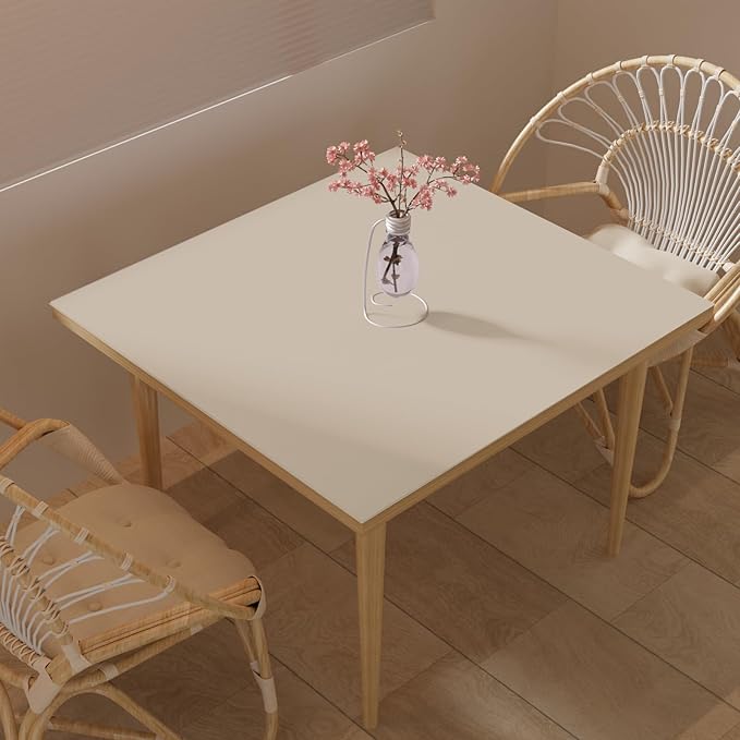 Zinkooat Leather Table Cover,1.8mm Thick,42x42 Inch Table Protector,Table Protector for Dining Room Table,Dining Table Cover,Table Cover Protector(Beige+Light Gray,42x42)