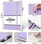 Annecy Blank Journal Notebook, Medium 5.5x 8.25, 160 Pages 100GSM Writing Paper, A5 Purple Faux Leather Cover with Pen Loop