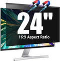 Magnetic Computer Privacy Screen Filter 24 Inch for Frameless Monitor Thin Bezel 16:9 Widescreen, 24in Hanging Removable Anti Glare Blue Light Eye Protection Shield, Anti Spy Protector Panel
