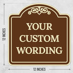 Custom Decorative Sign, Personalized Metal Sign for Business, Driveway, Home, Airbnb, Office Door Plaque, Brown Background Sign, 12x12 Inches, ACM, Fade Resistant, Made in USA by Sigo Signs