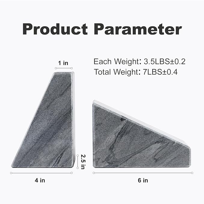 Karibiber Marble Bookends for Heavy Books, Decorative Book Ends for Shelves, Unique and Heavy-Duty Book Ends for Hardback Book & CDS, Stone Book Stopper, Modern Book Holder, Monte Grigi, Set of 2