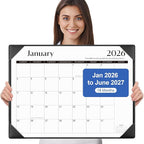 Gannyfer Desk Calendar 2026 with Desktop Mat, Simplified Large 22" x 17" Desktop Pad Calendar, 18 Month Desk Calendar 2026-2027, Use Jan 2026 to Jun 2027, Office Supplies Perfect for Home School and Office - Black