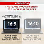 SightPro 17.3 Inch 16:9 Laptop Privacy Screen Filter - Computer Monitor Privacy Shield and Anti-Glare Protector