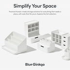 BLUE GINKGO Desk Tray – Korean-Made Organizer for Notes, Pens, Pencils, and Accessories (Double-sided, White)