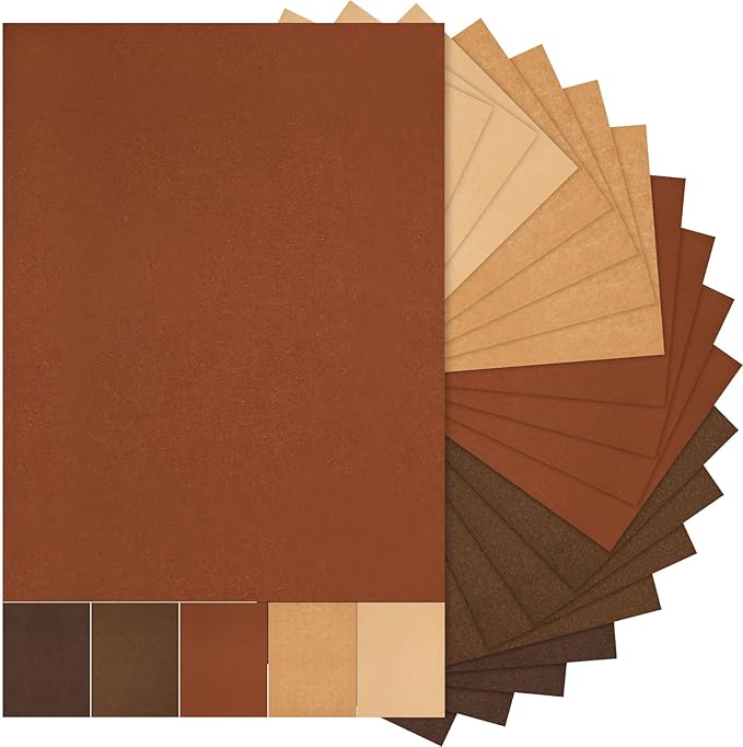 Sinmoe 100 Sheets 5 Shades Cardstock Paper 8.5 x 11 Inches 180gsm Solid Core Printer Paper for Scrapbooking DIY Arts Crafts Making Office Home Supplies (Brown Series)