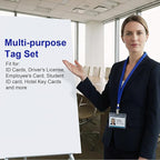 Marspark 200 Sets Clear Name Tags with Lanyard, Lanyards for ID Badges Reusable Strap with ID Holder Plastic Name Badges for Adults Business School Church Conference (Blue)